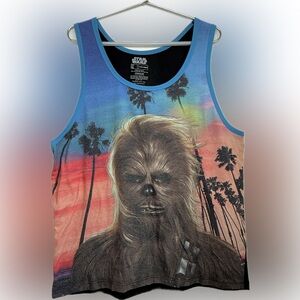Star Wars X Fifth Sun Chewbacca Sunset Adult Tank Top Size X-Large
